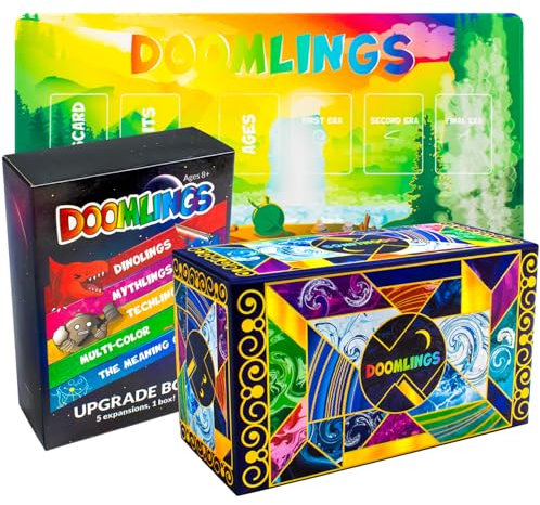 Doomlings Kartenspiel (Deluxe-Bundle) – Strategisches Familien-Kartenspiel | Tolles Geschenk für Erwachsene, Jugendliche & Kinder | 2-6 Spieler ab 10 Jahren. Mit 5 Erweiterungen und Einer Spielmatte
