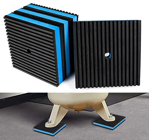 Forestchill Anti Vibration Pads, 4 × 4 × 7/8 Heavy Duty Ribbed Rubber Anti Vibration Isolation Pads with EVA Center Layer for Air Compressor, Air Conditioner Unit, HVAC, Treadmill
