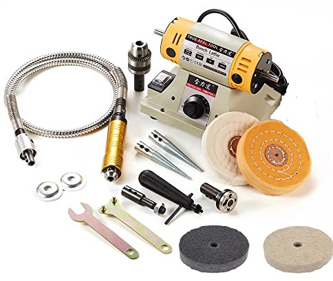 110V 350W Bench Grinder & Bench Buffer, Jewelry Polishing Machine with Flex Shaft. Adjustable Speed Jewelry Polisher & Jewelry Buffer Polisher for DIY Woodworking Jade Engraving Grinding Drilling
