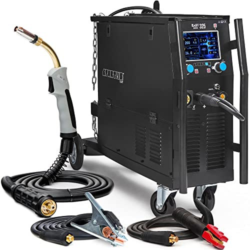 Spartus EasyMIG 325-300 A Vollsynergisches Schutzgasschweißgerät mit Fahrwerk - MIG/MAG, MMA, WIG-LIFT- Induktivität, Lötschweißen - 2T/4T, Eurostecker, Set: Solo