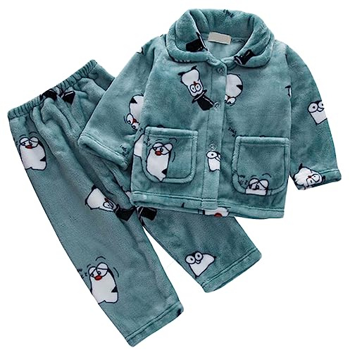 Barrageon Baby Hauskleidung 0-12T Säugling Flanell Pyjama Kleinkind Heimanzug Kinder Schlafanzüge Junge Nachtwäsche Unisex Mädchen (Grün-14)