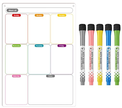 POFET A3 Magnetkalender månadsplanerare veckoplanerare whiteboard för kylskåp eller skåp – för alla metallytor, kylkalender för familjeplanering organisering