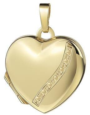 JEVELION Herz Medaillon 585 Gold bicolor Herz-Amulett für 2 Bilder zum Öffnen + Halskette