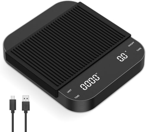 Brifit Kaffeewaage mit Timer, Espresso Waage 3kg/0.1g, Hochpräzise Feinwaage, Waage Küchenwaage USB, Coffee Scale mit LED-Anzeige, Tara Funktion, Touch-button., Auto Aus