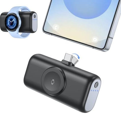Mini Powerbank für Samsung,5000mAh 3 in 1 Klein Power Bank für Galaxy Watch,Externe Handyakkus mit Schnellladefunktion,Kompatibel mit Samsung S22/23/24/25,iPhone 17/16/15 und Galaxy Watch 7/6/5/5Pro