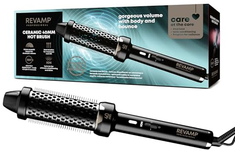 REVAMP Ceramic Hot Brush Styler - Ionic, Fast Heat, Black, 40 mm
