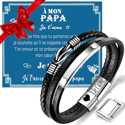 Gkmamrg Fars dag present - Jet'loves graveringsarmband julklapp till pappa, 21cm, Läder