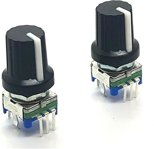 Drehgeber 2 Stück 5X Drehgeber Keilverzahnter Druckschalter EC11 5-poliges digitales 15-mm-Potentiometer Zubehör für Industrieschalter