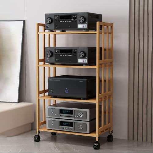 mueble equipo hifi Soporte multimedia en rack de audio de gran capacidad - Gabinete con sistema de rack estéreo con estante ajustable de piso 2/3/4/5 - Soporte multimedia AV resistente Fácil montaje p