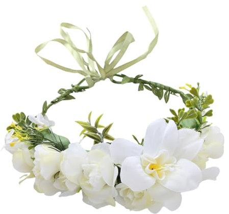 Blumenkrone Blumenkranz Haare für Frauen, Hochzeit Haar Kranz Stirnband mit verstellbarem Band Brautjungfern Haarband Blumenkrone Boho Blumen Haarkranz Kopfbedeckung für Festival Hochzeit
