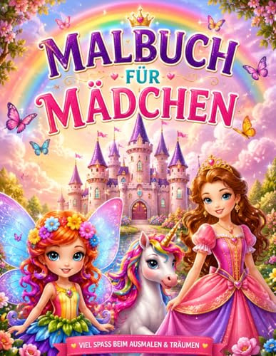 Malbuch für Mädchen: Beschäftigungsbuch mit über 50 Motiven wie Feen, Einhörner, Elfen, Meerjungfrauen und Prinzessinnen. Perfektes Geschenk für ... Förderung der Kreativität und Entwicklung.