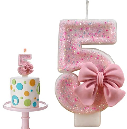 Candele di compleanno, Candele di compleanno Numeri - Candela scintillante con decorazioni a fiocco | Decorazione per feste a tema Riunioni, candeline con numero di topper per torta per matrimoni di c
