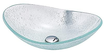 ABBNIA Lavandino da appoggio per Bagno, lavabo da appoggio in Vetro temperato, lavabo da appoggio Ovale Trasparente, lavabo da appoggio sopra Il Piano, lavabo Artistic