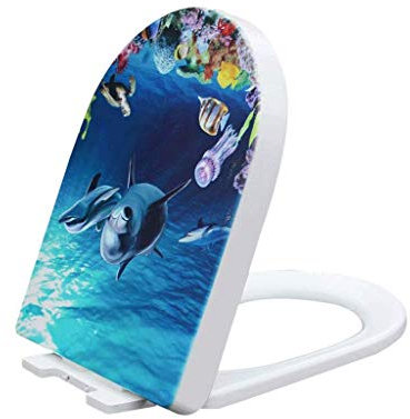 Thickened Double Layer Vintage Toilet Seat Cover for Adults and Children PP Material Soft Close Toilet Cover