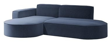 Kaiser Möbel - Ecksofa mit Wohnlandschaft, Eckcouch L Form, Sofa 3-sitzer, Polstersofa, Corner Sofa, Bequemes Couch mit Ottomane für Wohnzimmer und Jugendzimmer, Relaxsofa, Modena Studio, Blau, Links