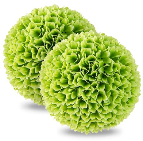GIANTEX Juego de 2 Bolas de Boj Artificiales, Plantas Esféricas Falsas de 28 cm, Hojas Realistas, Bolas Decorativas para Colgar en Jardín, Patio, Boda (Verde)