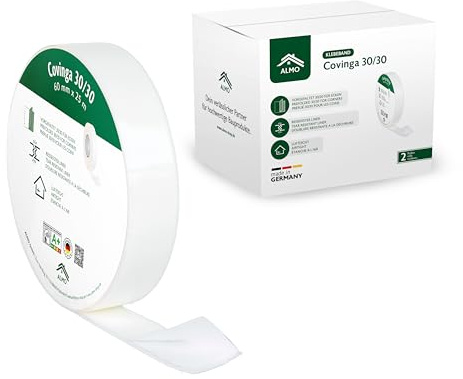 ALMO 2x Eckklebeband 30/30 – Vorgefaltetes Klebeband mit reißfestem Folienstreifen für luft- & winddichte Abdichtung | Einfach & präzise in Ecken | Perfekt für Fenster, Türen & Dampfsperren
