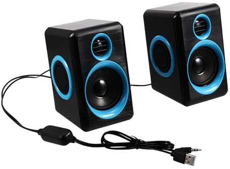Vaguelly Mini Enceinte PC Puissante 2 Pièces en Abs/PU Qualité Sonore Exceptionnelle pour Bureau et Maison, Haut-Parleur D'ordinateur Compact et Élégant