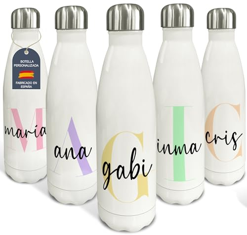 LolaPix Personalisierte Thermoflasche mit Namen. 500ml & 750ml Edelstahl. Isolierte Trinkflasche für heiße und kalte Getränke. Geschenk für Vater. BPA-freier Thermo-Behälter.