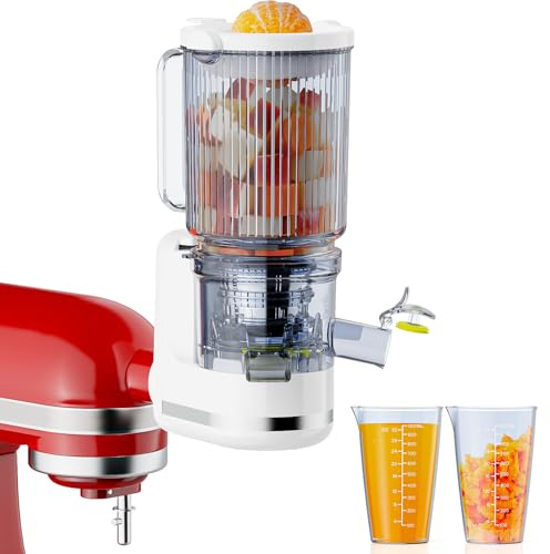 GVODE Entsafter Aufsatz für KitchenAid Entsafter Gemüse und Obst Testsieger für Kitchen Aid Slow Juicer Zubehör, Inklusive 2 * 1L Messbecher für KitchenAid Zubehör