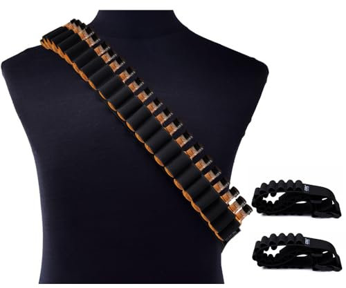 XFSRG 2 Piezas Cinturón de Cartuchos de 27 Agujeros Cinturón Porta Munitions de 130 cm Ajustable en Nylon para Municiones Calibre 12G Ideal para la Caza y el Entrenamiento de Tiro