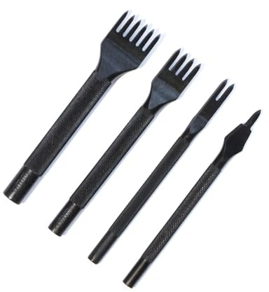 CRAFTPOINT 4 Stück Lederloch Auswerfer-Set, 3 mm Abstand, Diamantform, Leder Stanzen Werkzeug, Nähen Tool für Lederarbeiten