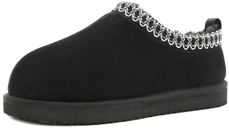 SMajong Chaussons Femme Homme Hiver Peluche Pantoufle d'intérieur Confort Chaud Chaussures pour la Maison extérieur Noir 43 EU