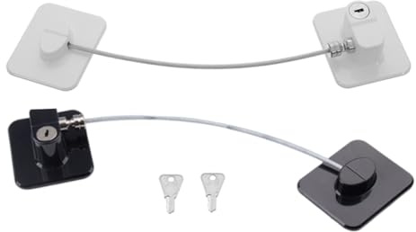 WEKADRIN 2Set Lucchetto per Frigorifero con Chiave Adesivo Antibambini Resistente per Armadietti Finestre e Cassetti Accesso Controllato per Adulti