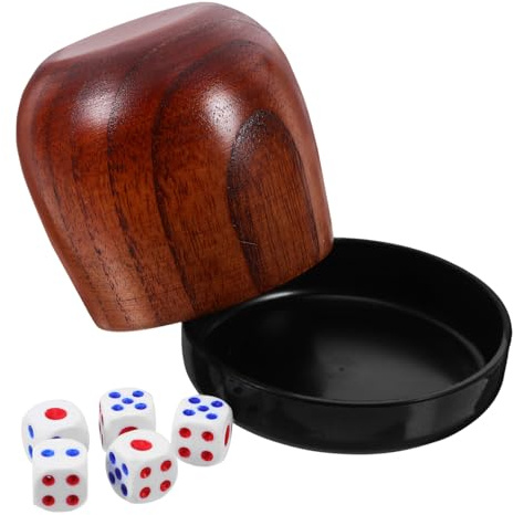 HANABASS Würfelbecher Satz Aus Holz Mit 5 Spielwürfeln Kompakt Und Robust Spielzubehör Für Familien Und Partys