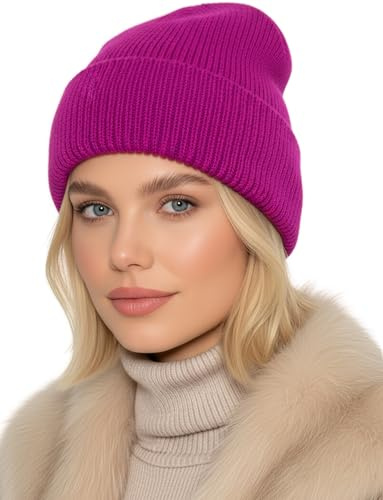 Baesics Beanie Mütze Damen - Angora Strickmütze Winter warm gefüttert weich | Weich und dehnbar mit Fleecefutter, sitzt bequem in Einheitsgröße. Für Herbst, Winter und als Geschenkidee