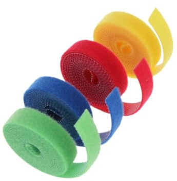 Operitacx 4 Pcs Colorful Nylon Cable Ties Reusable Self Adhesive Fastening Tape for Cord Management Wire Organizer Straps with Hook and Loop Material for Home Office and Outdoor Use