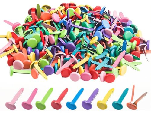 200 Stück Mini Bunt Brads, Musterbeutelklammern, Musterklammern, Metall Rundkopfklammern, Papier Briefklammern, Leicht und Wiederverwendbar für Scrapbooking, Basteln Handwerk DIY, Büro, Bastelprojekte