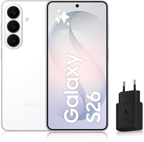Samsung Galaxy S26, Smartphone Android 5G avec Galaxy AI, 256 Go, Chargeur Secteur Rapide 25W Inclus, Smartphone déverrouillé, Blanc, Version FR