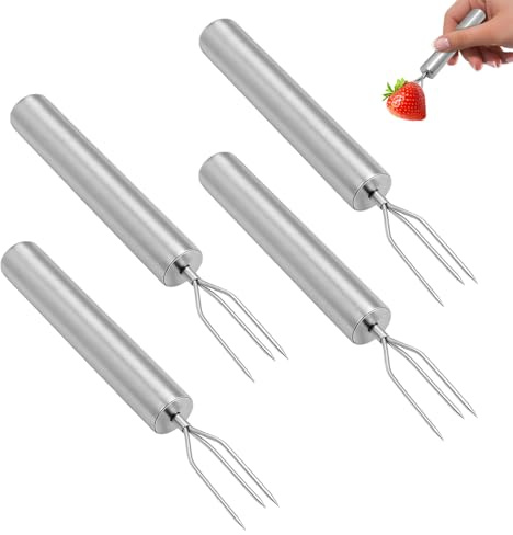 Set of 4 Potato Forks Made of Stainless Steel, Jacket Potato Holder, Stainless Steel Potato Fork and Corn Fork with Safety Caps, Robust and Elegant Trident Skewers, for Vegetables, Corn on the Cob and