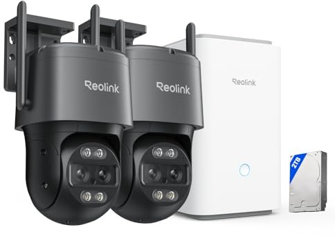 Reolink 4K 8MP Wi-Fi 6 PTZ Überwachungskamera Aussen Set, Auto-Tracking-Zoom, Dual-Objektiv, KI-Erkennung, Farbnachtsicht, Zentralisierte Steuerung, Home Hub Pro mit 2TB HDD + 2X TrackMix WiFi Grau