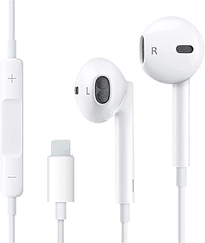 Kogwjte Écouteurs intra-auriculaires HiFi Audio Stéréo avec Microphone et Contrôle du Volume Compatible avec iPhone 14/14 Pro/14 Pro Max/13/12 Mini/SE/11/X/XS Max/XR/8/7 Plus