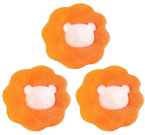 Haarentferner for Wäschewaschmaschinenbälle entfernen Haare, 3 Stück Reinigungsbälle entfernen Haare aus der Waschmaschine(Orange)
