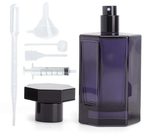 SLIAXINT Atomizador Perfume Recargable 100ml De Vidrio Negro, Frasco Perfume Vacío Reutilizable, Atomizador Perfume Sin Fugas Para Viaje Hombre Mujer, Pulverizador Perfume Con Pipeta Y Embudo