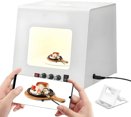 Kit de boîte à lumière professionnel pour la photographie, boîte à lumière de studio photo rotative à 360°, mini boîte à lumière de studio photo à intensité variable de 3000 à 5500 K, avec 4 LED(TB30)