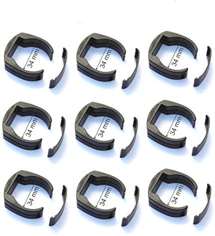 Fix Clip Pro Zaunbefestigung Ø 34 mm – 9 Stück Zaunclips für Rundpfosten – Pfostenschelle für Schweißgitter & Maschendraht – Zaun Befestigung ohne Bohren – Grau