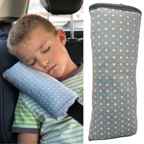HECKBO Cojín para cinturón de seguridad con diseño de estrellas, acolchado para niños, lavable a máquina, suave al tacto, protector de cinturón de seguridad, 30x12cm