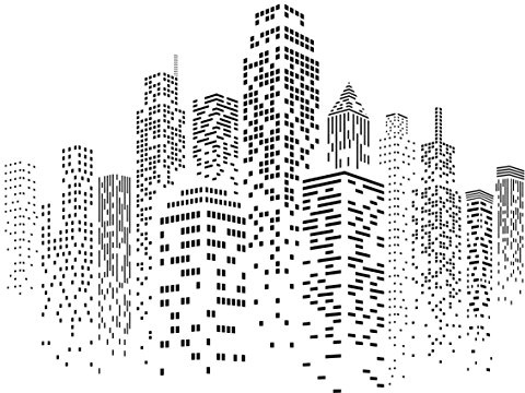 Craft Kreatively Wolkenkratzer-Schablone wiederverwendbare Schablone/Vorlage, Motiv: Skyline, Stadt, Gebude, Wand Gre S Schwarz