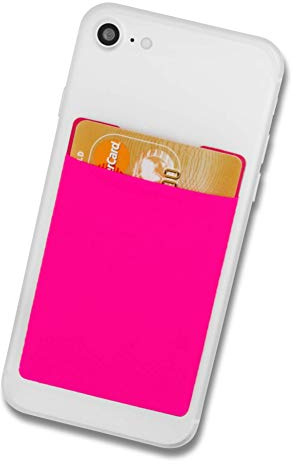 Cardsock - Wiederverwendbarer Handy Kartenhalter, Kartenfach, Kartenetui - Smartphone Wallet für Kreditkarten & Bargeld in pink