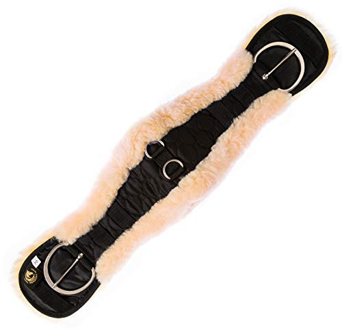 Merauno® Cintura da sella con contorno in lana d'agnello western, in lana merino di qualità, forma specifica anatomicamente concava, per una migliore resistenza allo scivolamento. Colore: naturale