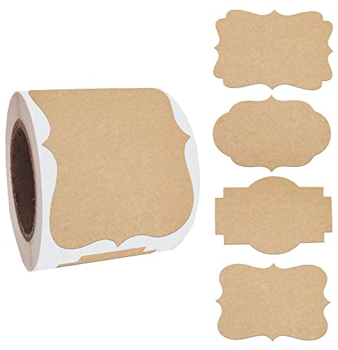 2 x 3 Kraft Label Stickers Writable Gift Labels, 200PCS Self-Adhesive Brown Labels for Essential Oil Bottle, Jars, Food Storage or Gift Decoration