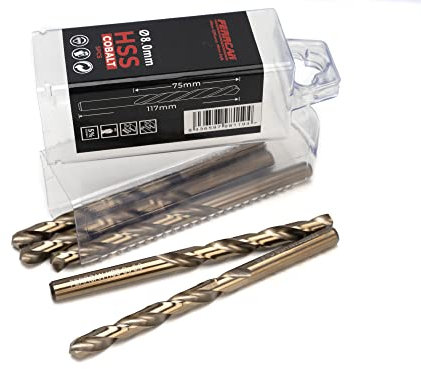 Ferrcan Forets pour métal HSS DIN338 M35 5% cobalt pour le perçage dans l'inox acier inoxydable, fer et autres métaux (paquet de 5 pièces par mesure) (8mm)