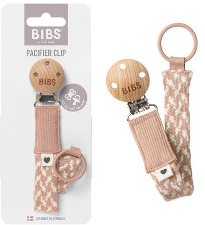 BIBS Paci Braid. Catenella per succhietto Cotone 100% biologico. Disegnato in Danimarca, Misura unica (0-36 mesi), Blush/Ivory