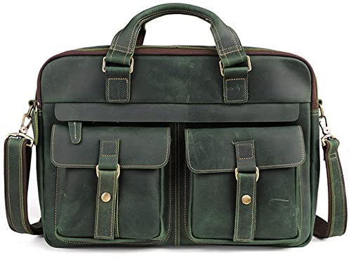Herren Laptoptasche Arbeitstasche Handtasche, Vintage Echtes Leder Aktentasche Multifunktions Tragen Handtasche Business Crossbody Satchel 17 Zoll Laptop Schulter Messenger Bag Laptop Businesstasche S