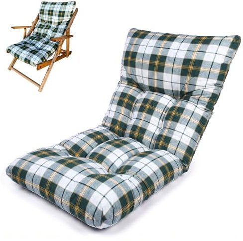 Marvin Cuscino Per Poltrona Sedia Sdraio Relax Giardino Esterno Tessuto In Legno Imbottito Reclinabile Pieghevole (Verde/giallo)