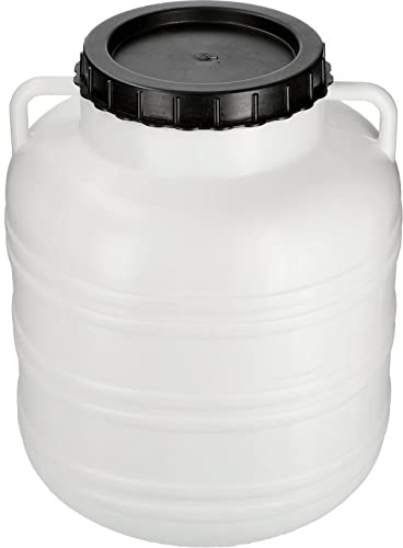Browin® Plastfat av HDPE-plast med lock och handtag | brett halsfat multifunktionslock | multifunktionell plastfat för honung surturka och surkål (40 liter)